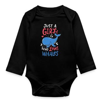 whales - Organic Longsleeve Baby Bodysuit - black - Front