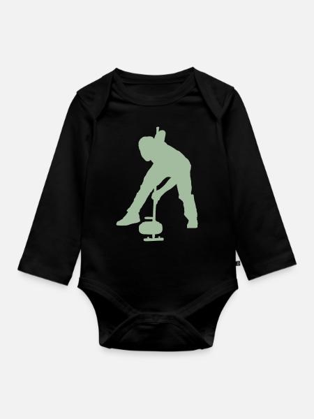 Curling Wintersport - Baby Bio-Langarm-Body - Schwarz