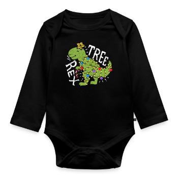 Dinosaures Noël - Body Bébé bio manches longues - noir - Devant
