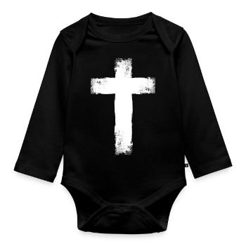 Croix Jésus Christ - Body Bébé bio manches longues - noir - Devant