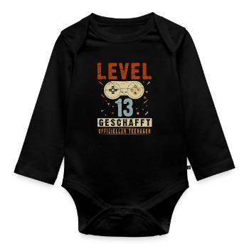 13. Geburtstag Geschenk - Baby Bio-Langarm-Body - Schwarz - Vorne