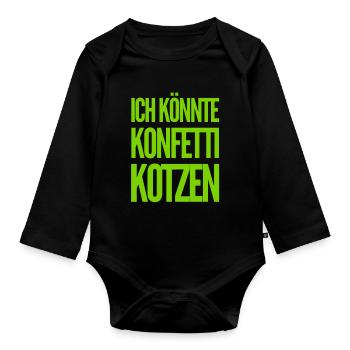 Fasching aus dem Mund - Baby Bio-Langarm-Body - Schwarz - Vorne