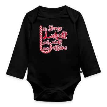 Zuckerstange Lutschen Lustige Sprüche Weihnachten - Baby Bio-Langarm-Body - Schwarz - Vorne
