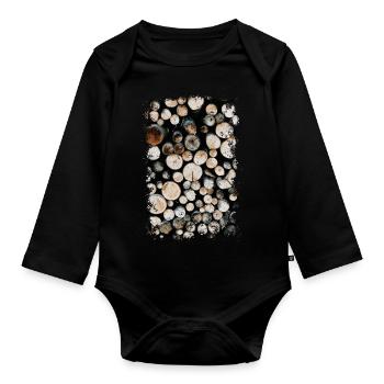 HOLZ - Baby Bio-Langarm-Body - Schwarz - Vorne
