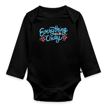Inspirational quote - Organic Longsleeve Baby Bodysuit - black - Front
