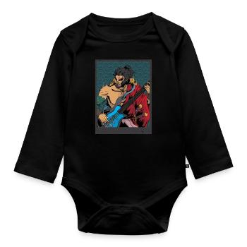 guitar player - Organic Longsleeve Baby Bodysuit - black - Front