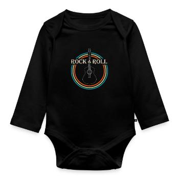 Rock and roll - Organic Longsleeve Baby Bodysuit - black - Front