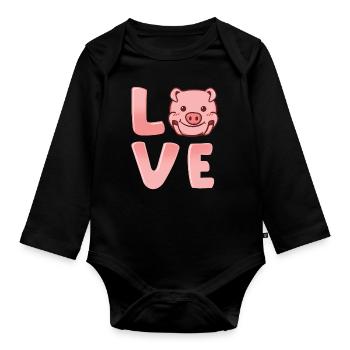 Pig Pig Pig - Body Bébé bio manches longues - noir - Devant