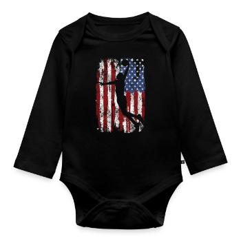 Drapeau USA Basketball - Body Bébé bio manches longues - noir - Devant