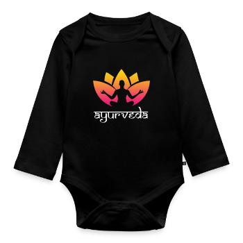 Ayurveda traditions - Organic Longsleeve Baby Bodysuit - black - Front