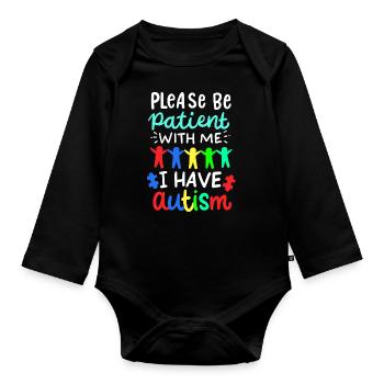 Autisme autiste - Body Bébé bio manches longues - noir - Devant