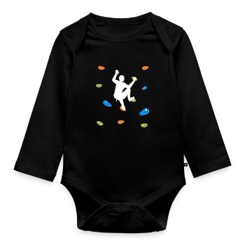 Climbing the wall - Organic Longsleeve Baby Bodysuit - black - Front