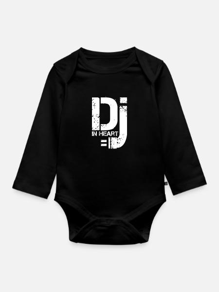 DJ im Herzen - Baby Bio-Langarm-Body - Schwarz