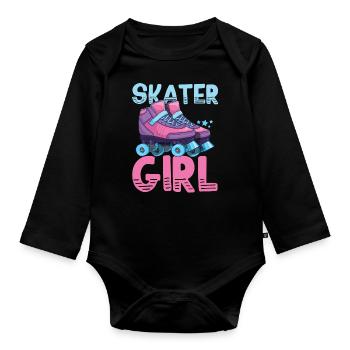 Roller skates roller skating - Organic Longsleeve Baby Bodysuit - black - Front