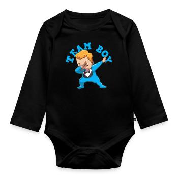 Gender Reveal Party Team Junge Schwanger - Baby Bio-Langarm-Body - Schwarz - Vorne