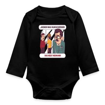 Niemand mag Klugscheisser - Baby Bio-Langarm-Body - Schwarz - Vorne