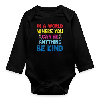 autism - Organic Longsleeve Baby Bodysuit - black - Front