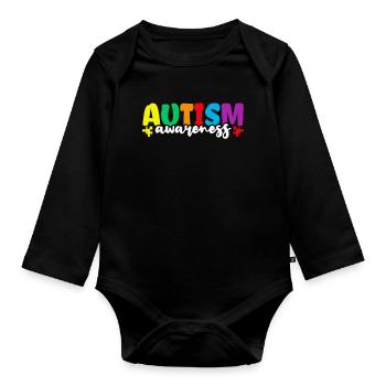 Autisme - Body Bébé bio manches longues - noir - Devant