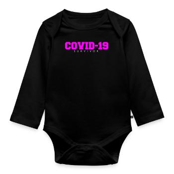 survivant du virus corona - Body Bébé bio manches longues - noir - Devant