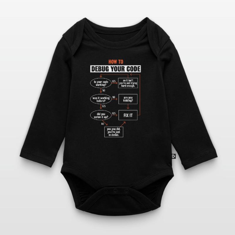 "So debuggen Sie Ihren Code" Funny Programmer Coding Baby Bio-Langarm-Body