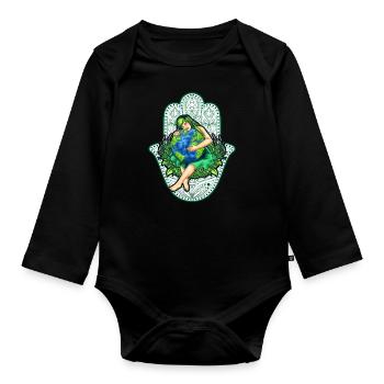 Mère Terre, Gaïa avec Mandala, Nature Idée cadeau - Body Bébé bio manches longues - noir - Devant