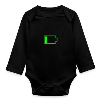 Charger la batterie vide cadeau de vacances - Body Bébé bio manches longues - noir - Devant