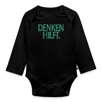 Denken Hilft - Baby Bio-Langarm-Body - Schwarz - Vorne