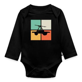RETRO HANDCAR - Baby Bio-Langarm-Body - Schwarz - Vorne