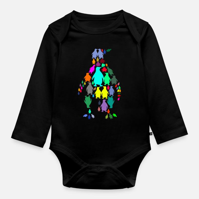 Pinguine im Pinguin - Baby Bio-Langarm-Body - Schwarz