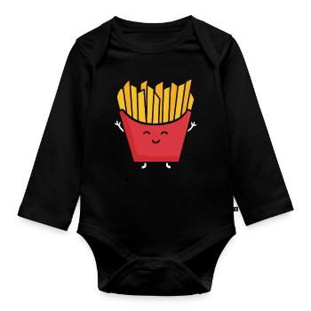 French fries - Organic Longsleeve Baby Bodysuit - black - Front