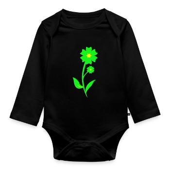 Flower bloom garden plant gift - Organic Longsleeve Baby Bodysuit - black - Front