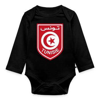 Tunisian flag - Organic Longsleeve Baby Bodysuit - black - Front