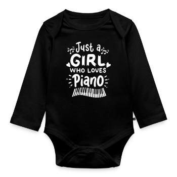 École de piano piano - Body Bébé bio manches longues - noir - Devant