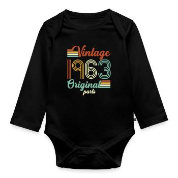 Vintage 1963 Original - Baby Bio-Langarm-Body - Schwarz - Vorne