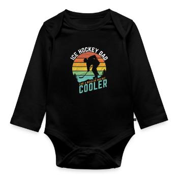 Papa de hockey sur glace - Body Bébé bio manches longues - noir - Devant