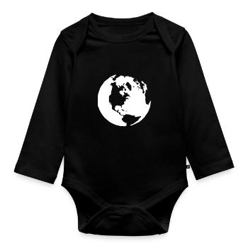 Globe terrestre globe planète bleue - Body Bébé bio manches longues - noir - Devant