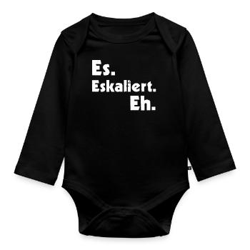 Es. Eskaliert. Eh. - Baby Bio-Langarm-Body - Schwarz - Vorne