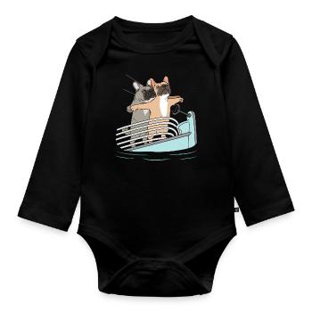 French Bulldog French Bulldog Dog Owner - Organic Longsleeve Baby Bodysuit - black - Front