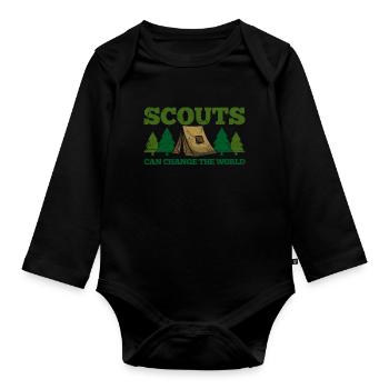 Boy Scout Scouting Camping - Organic Longsleeve Baby Bodysuit - black - Front