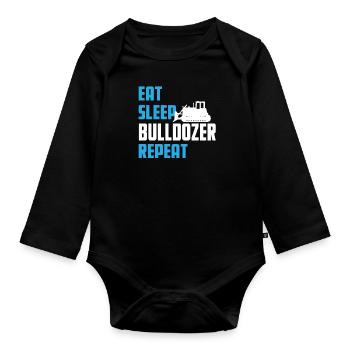 Eat. Sleep. Bulldozer. Repeat. - Baby Bio-Langarm-Body - Schwarz - Vorne