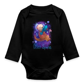Otter Space - Baby Bio-Langarm-Body - Schwarz - Vorne