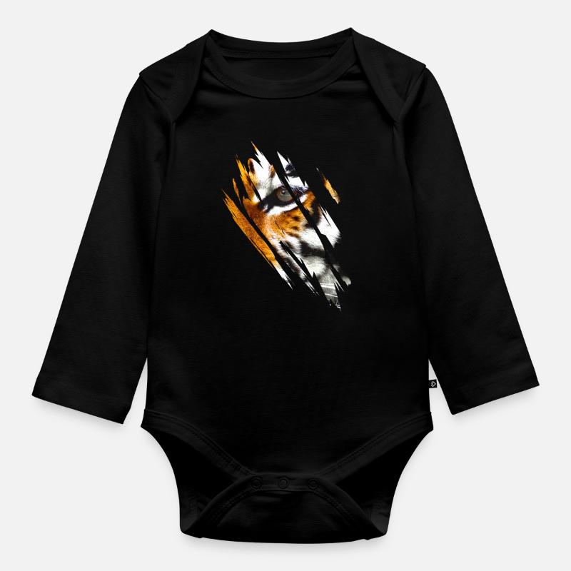 Yeux de tigre - Body Bébé bio manches longues - noir