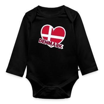 Bandiera della Danimarca Patriot Gift Home State EU - Body ecologico per neonato a manica lunga - nero - Fronte