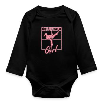 Martial Arts Martial Arts Women Girls - Organic Longsleeve Baby Bodysuit - black - Front