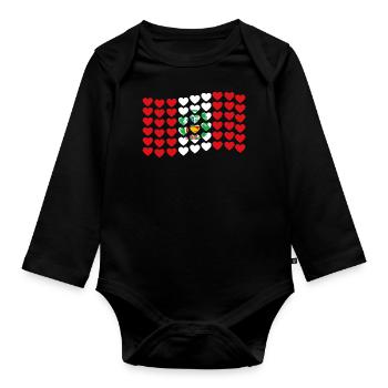 Peru flag heart South America Peruvian heart - Organic Longsleeve Baby Bodysuit - black - Front