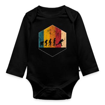 Floorball Unihockey Hockey Evolution Geschenk - Baby Bio-Langarm-Body - Schwarz - Vorne