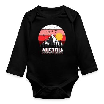 Austria - Organic Longsleeve Baby Bodysuit - black - Front
