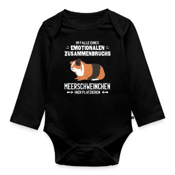 Emotionaler Zusammenbruch Meerschweinchen hier - Baby Bio-Langarm-Body - Schwarz - Vorne