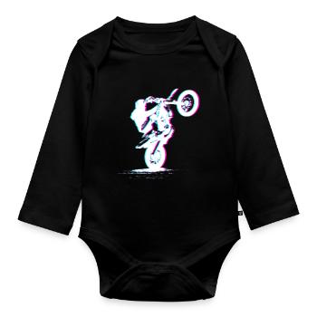 Motorcross 3D Motorcycling - Organic Longsleeve Baby Bodysuit - black - Front