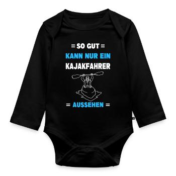 Kajak Wassersport Paddeln Kajakfahren Kajakfahrer - Baby Bio-Langarm-Body - Schwarz - Vorne